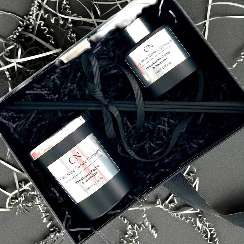 Black Silver Candle Diffuser Gift Set