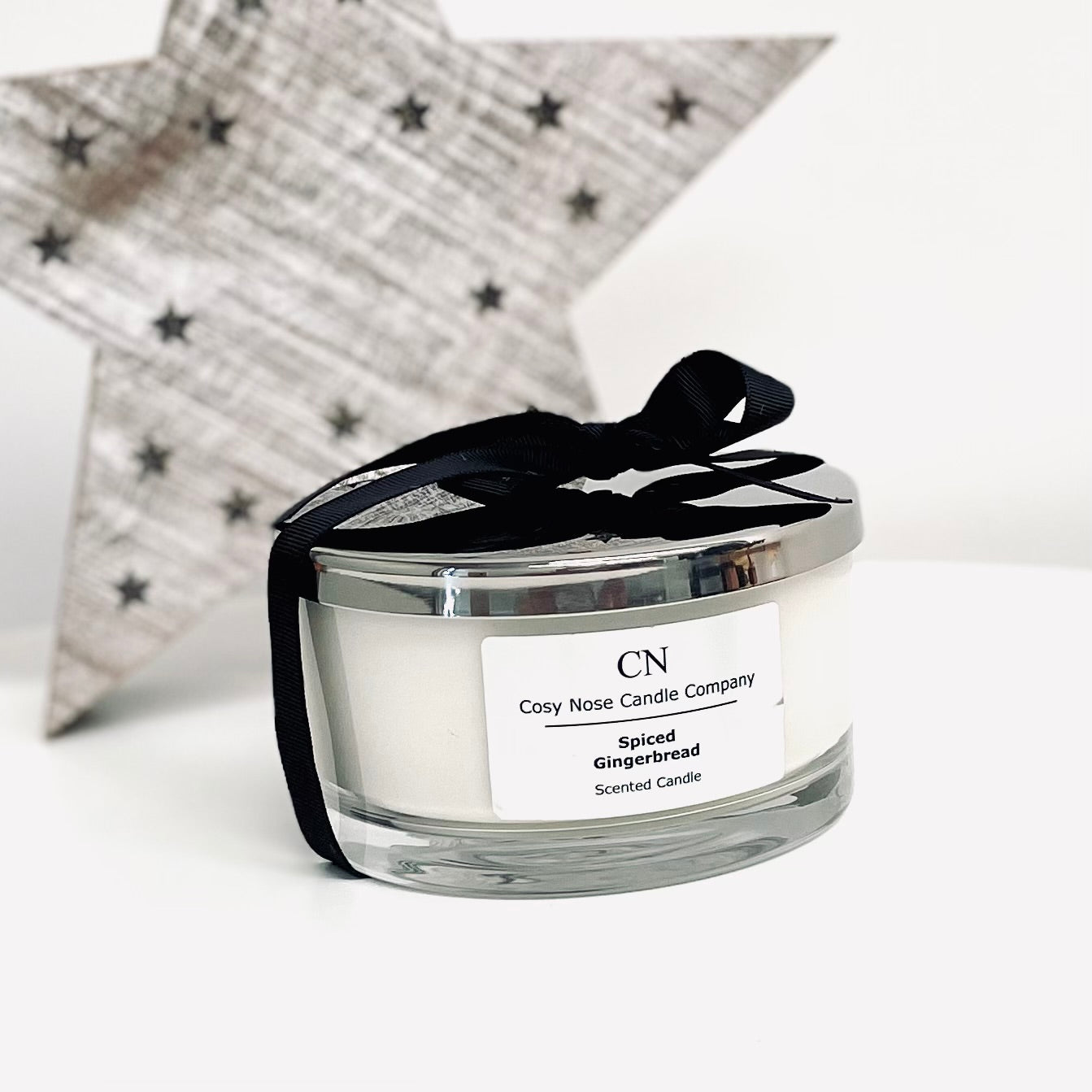 Festive Clear Silver Tri Wick Candle