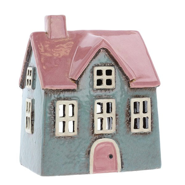 Village Pottery Bright Grey/Pink Tealight