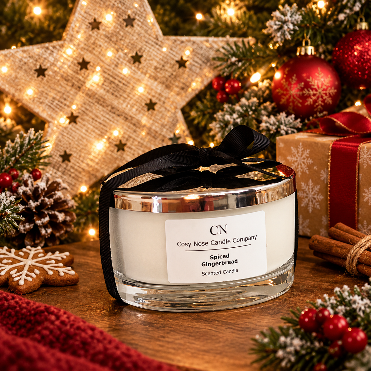Festive Clear Silver Tri Wick Candle
