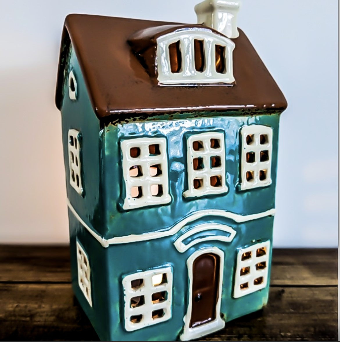 Village Pottery Tealight House Turquoise