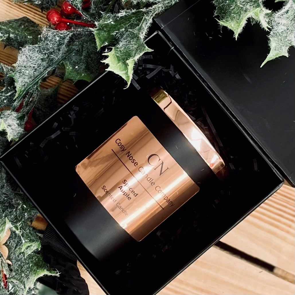 Festive Black Copper Candle