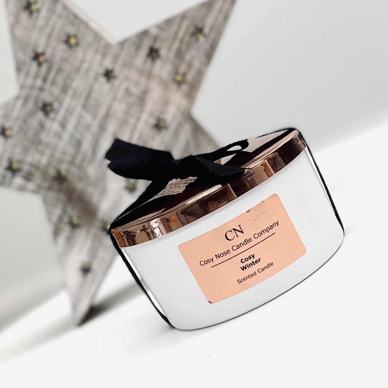 Festive White Copper Tri Wick Candle