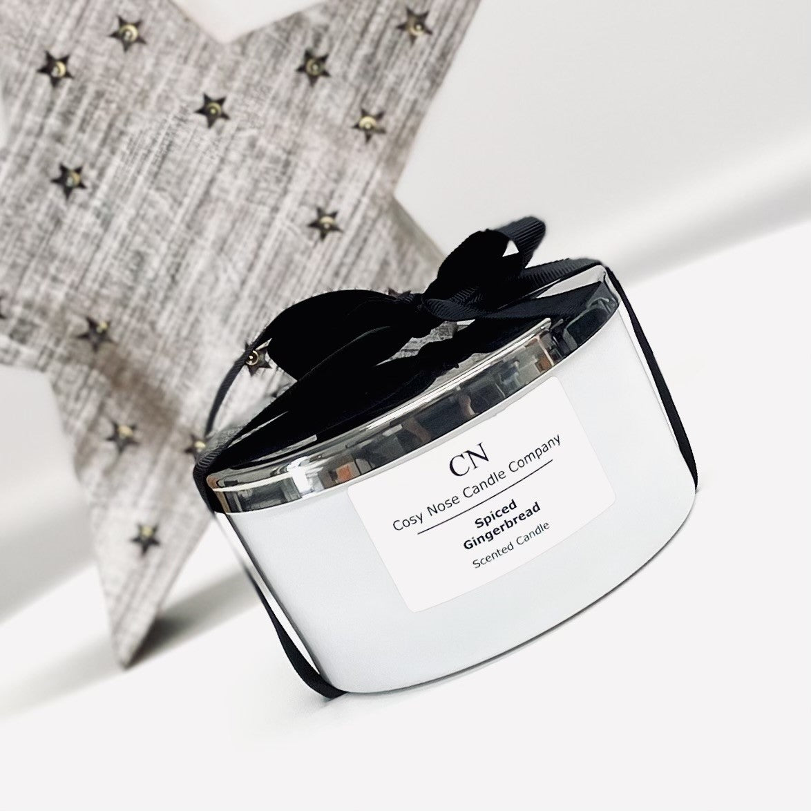 Festive White Silver Tri Wick Candle