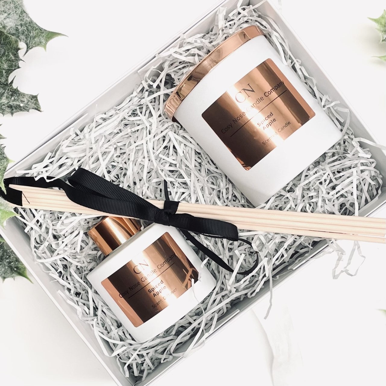 Festive White Copper Candle Diffuser Gift Set