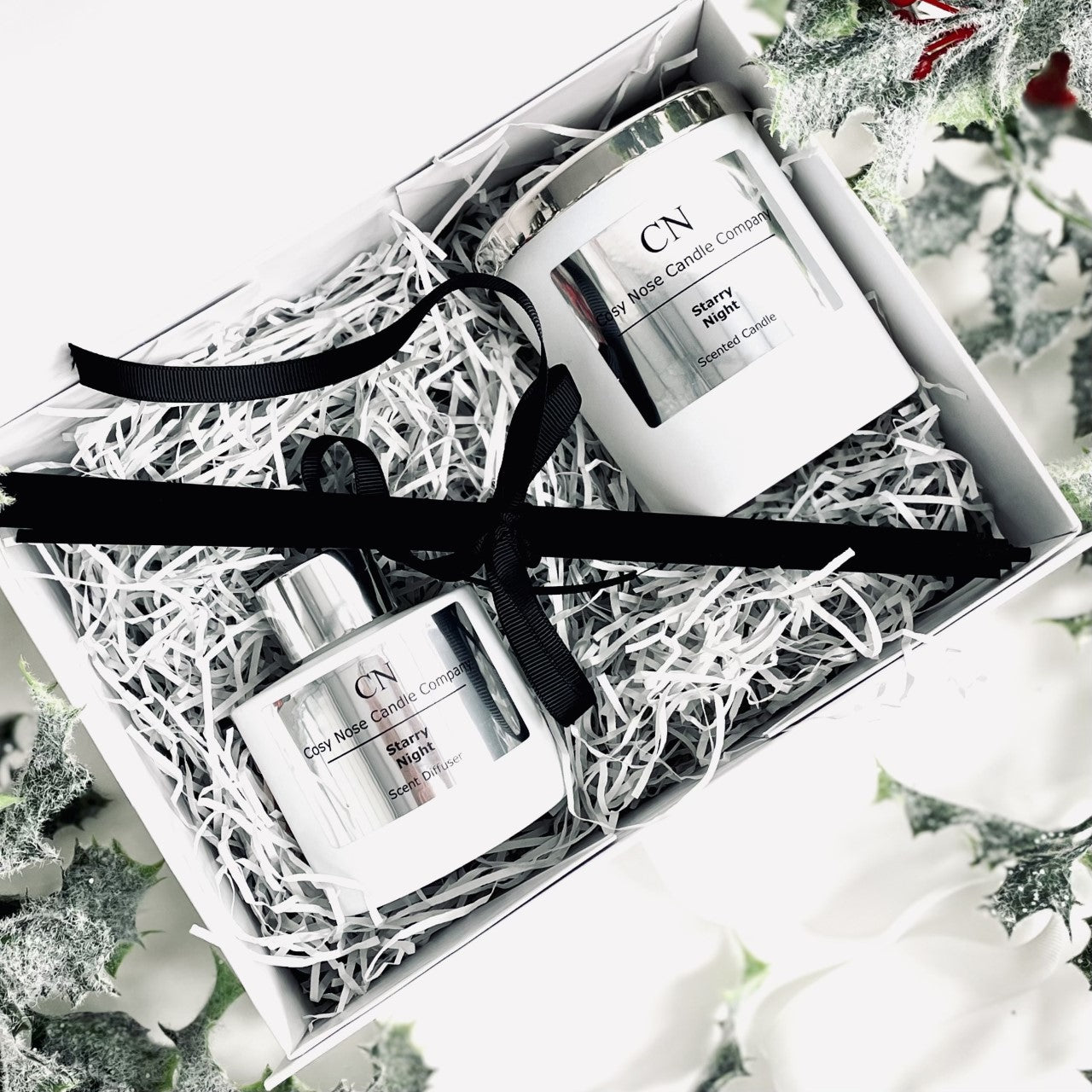 Festive White Silver Candle Diffuser Gift Set