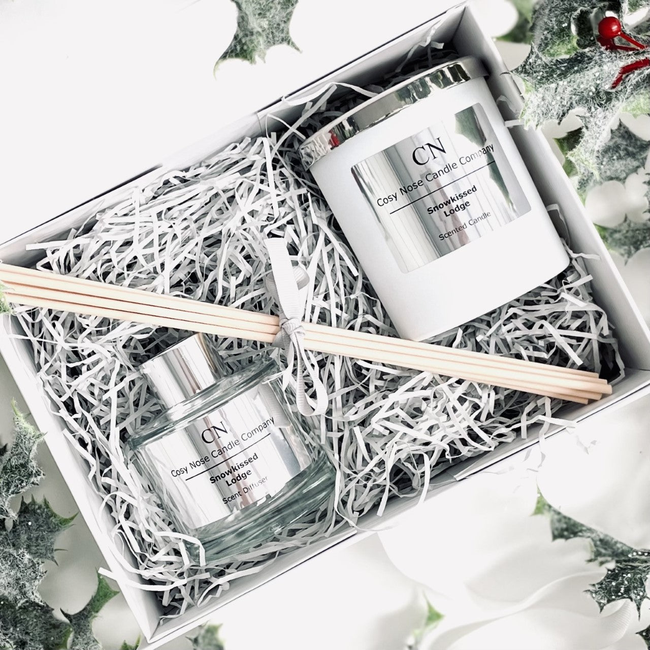 Festive Clear Silver Candle Diffuser Gift Set
