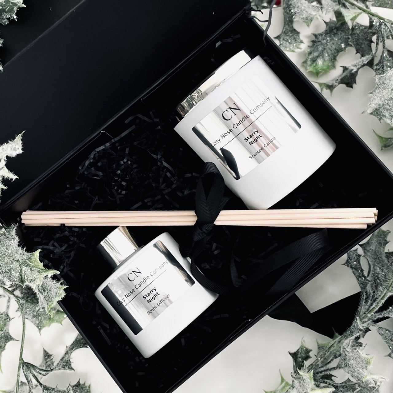 Festive White Silver Candle Diffuser Gift Set