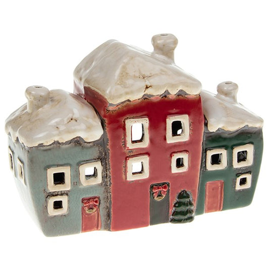 Village Pottery Xmas 3 House Tealight