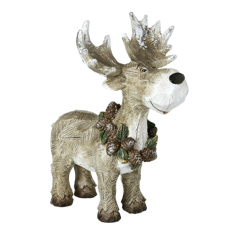 Resin Deer with Wreath Necklace - 22cm