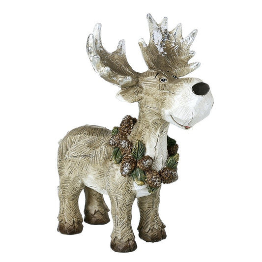 Resin Deer with Wreath Necklace - 22cm