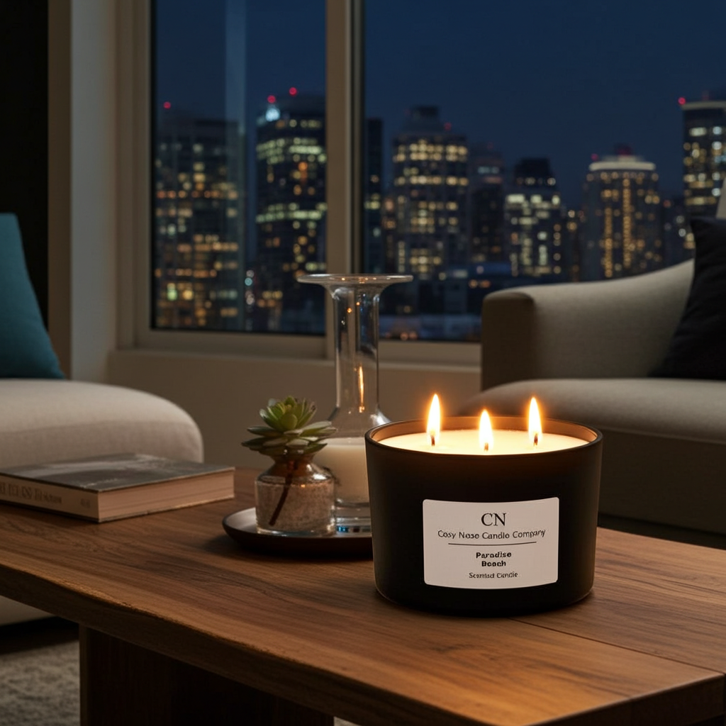 Black Silver Tri Wick Candle