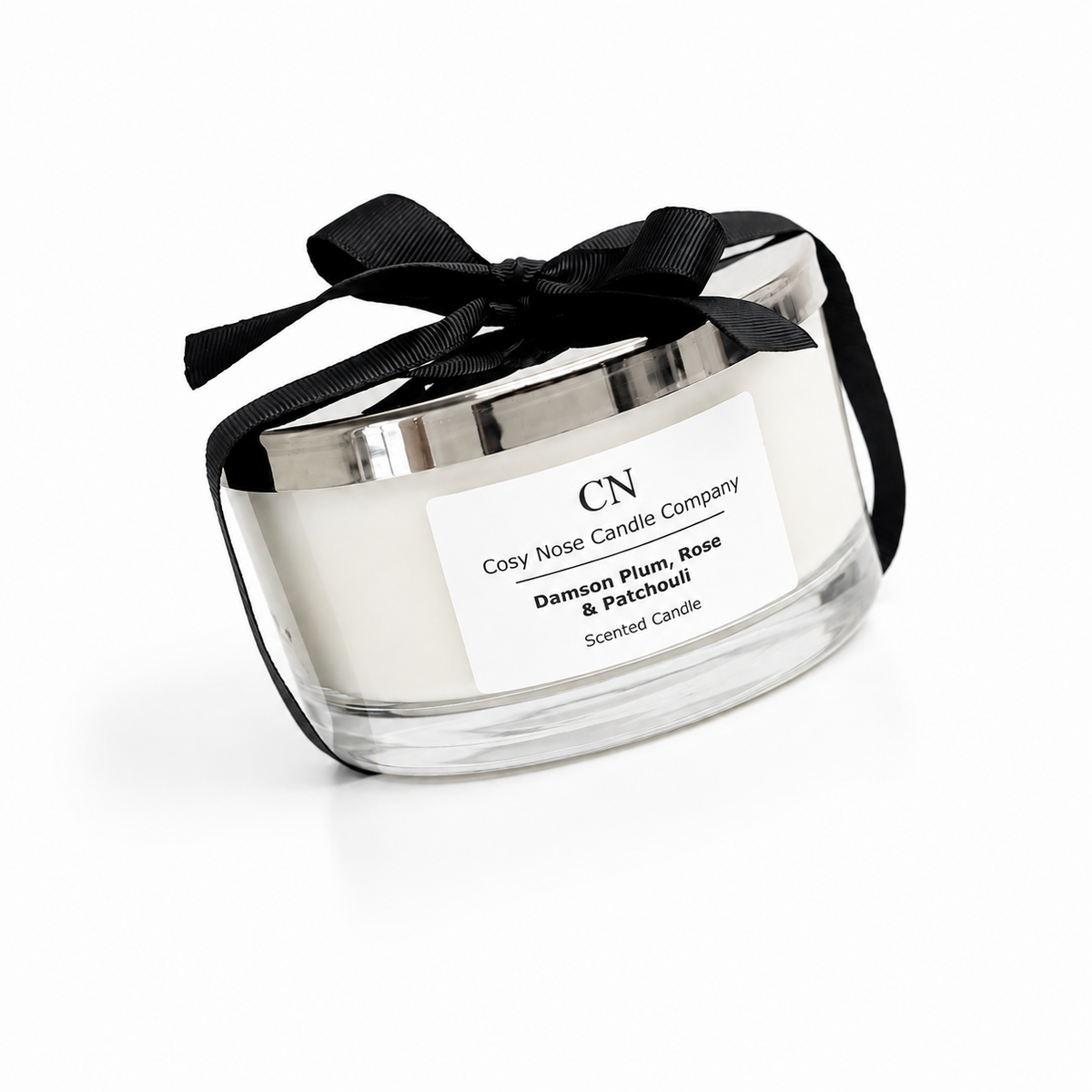 Clear Silver Tri Wick Candle