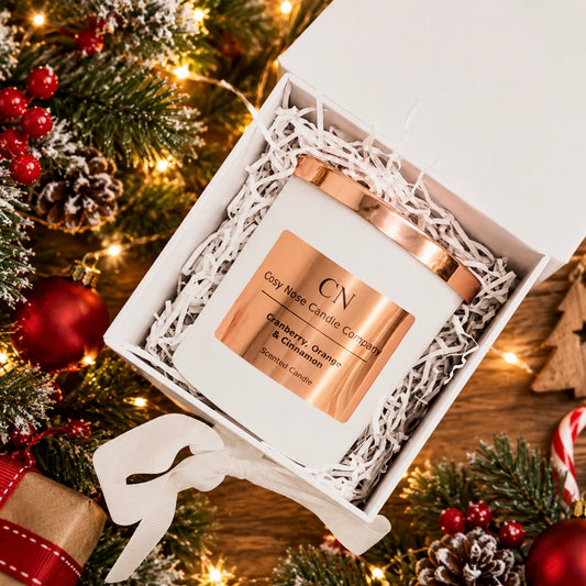 Festive White Copper Candle