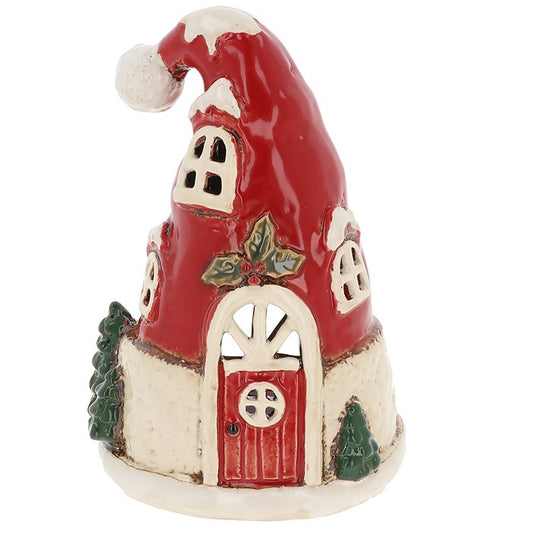 Village Pottery Santa Hat House Tealight