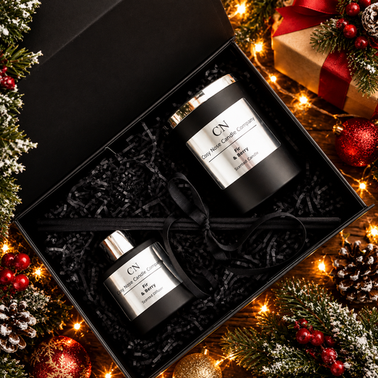 Festive Black Silver Candle Diffuser Gift Set