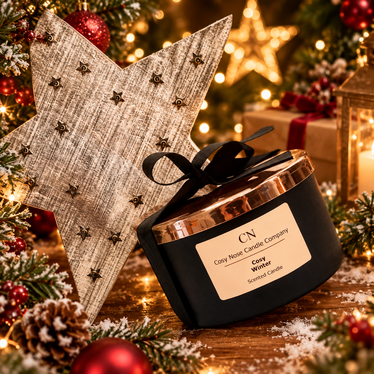 Festive Black Copper Tri Wick Candle