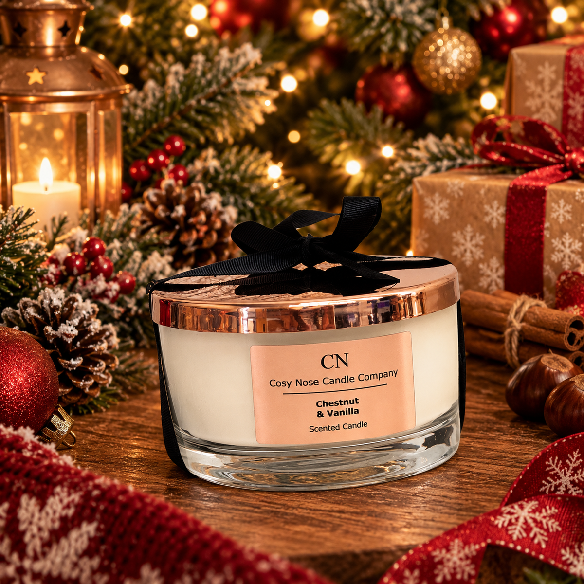 Festive Clear Copper Tri Wick Candle