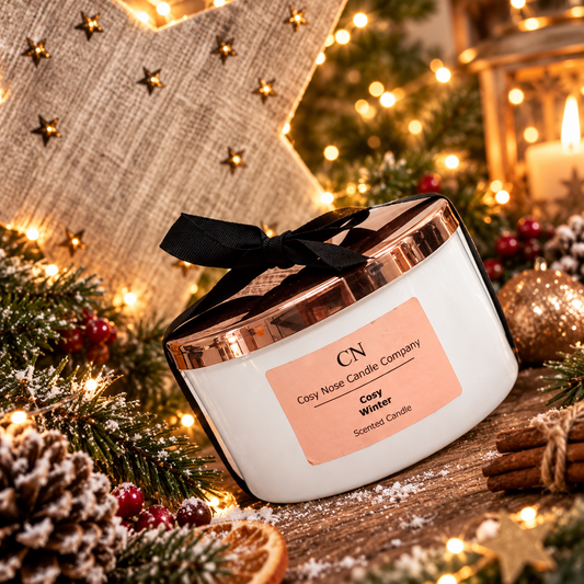 Festive White Copper Tri Wick Candle