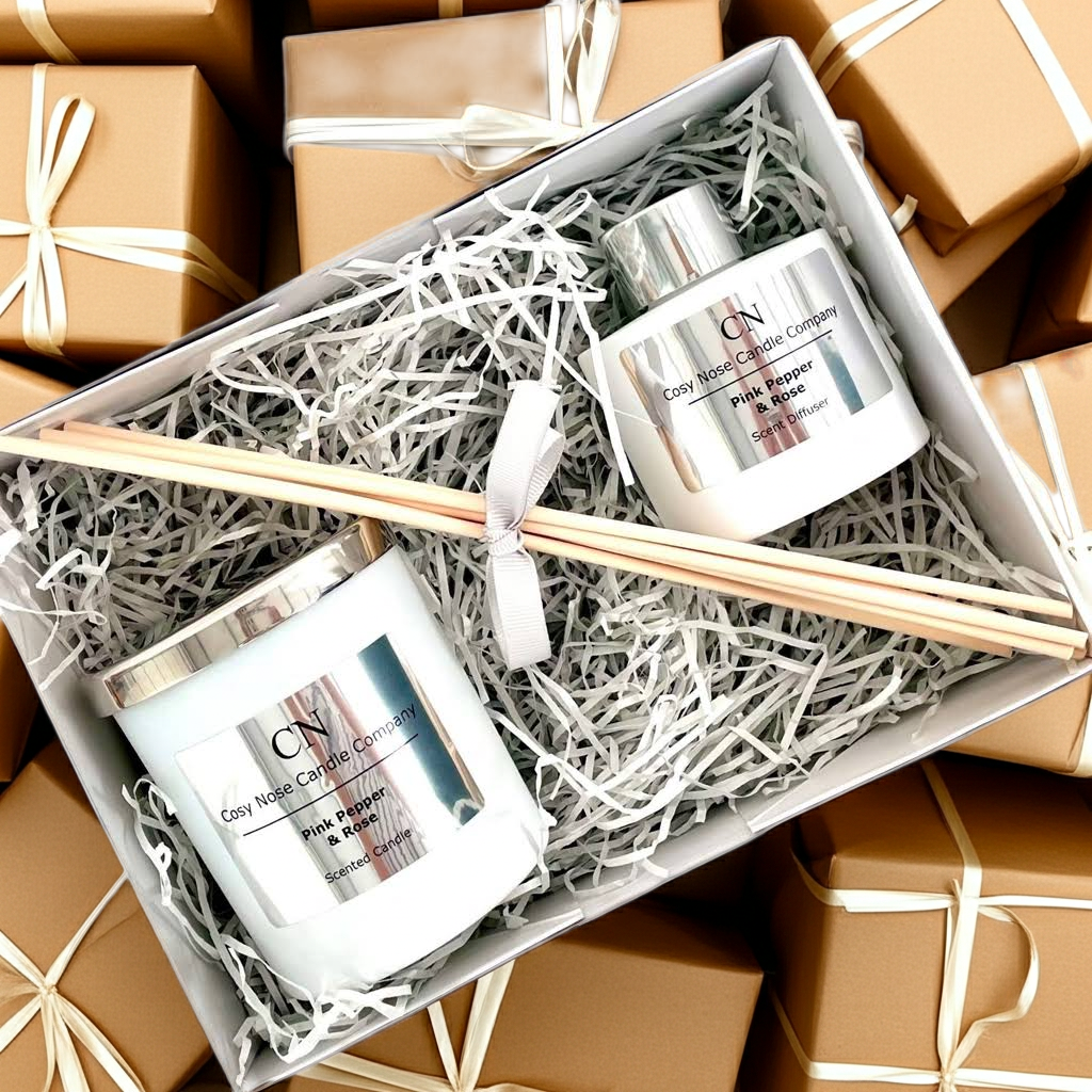 White Silver Candle Diffuser Gift Set