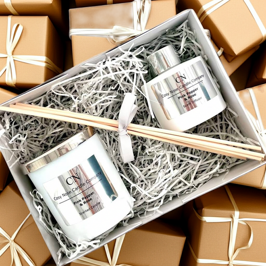 White Silver Candle Diffuser Gift Set