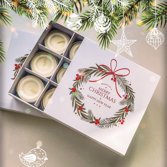 Merry Christmas box of 9 unscented tealights