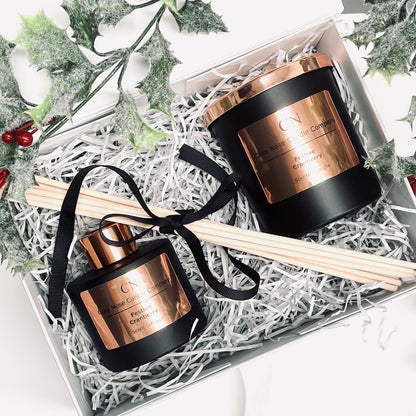 Festive Black Copper Candle Diffuser Gift Set