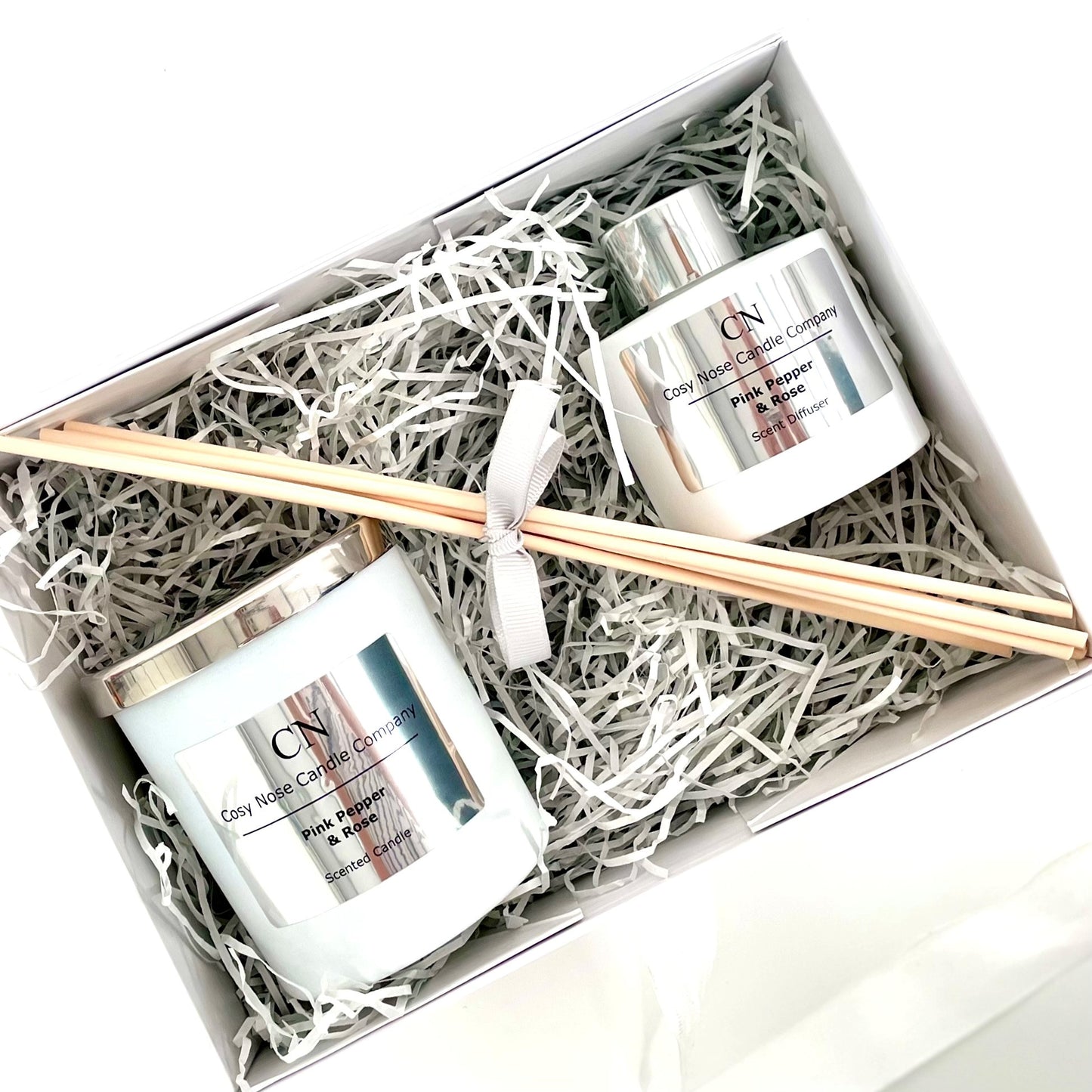 White Silver Candle Diffuser Gift Set