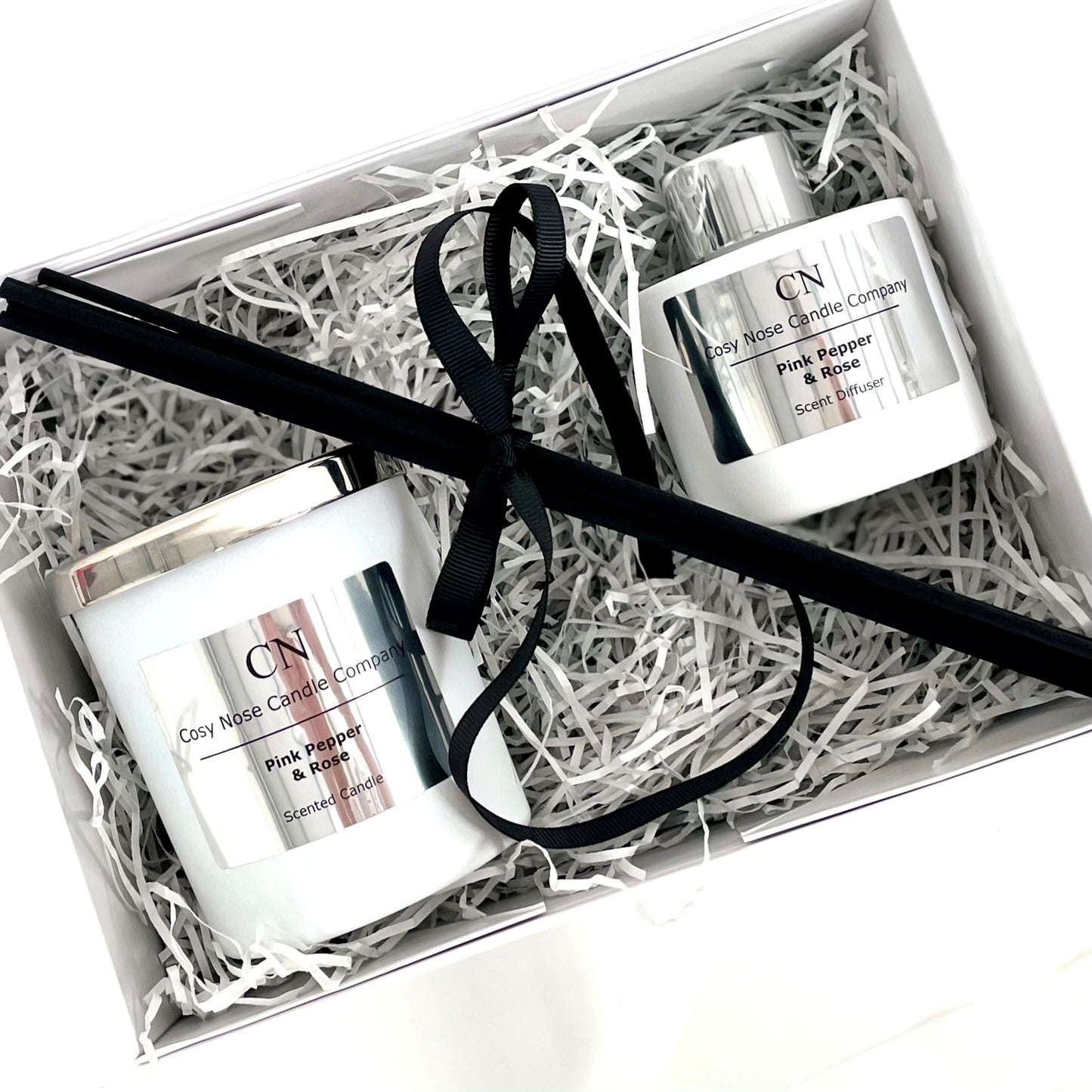 White Silver Candle Diffuser Gift Set