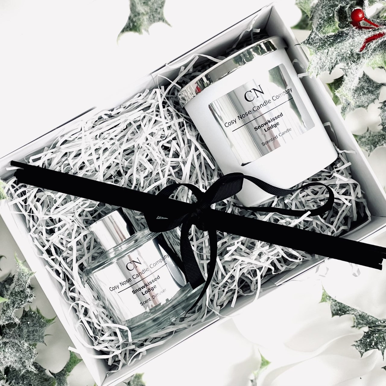 Festive Clear Silver Candle Diffuser Gift Set