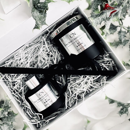 Festive Black Silver Candle Diffuser Gift Set