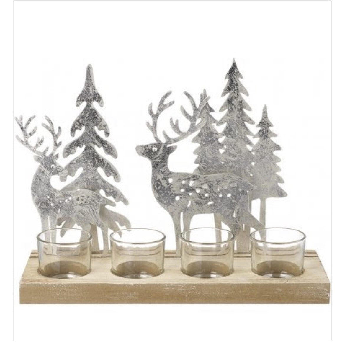 Rustic Metal Reindeer Candle Tray